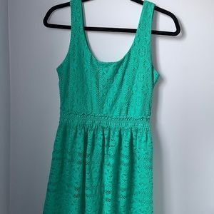 Teal Lace Patterned Dress